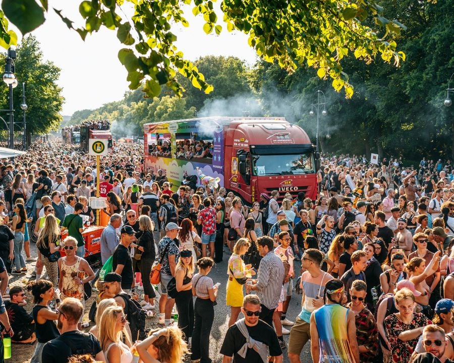 People gathered at the Pride parade in Berlin
