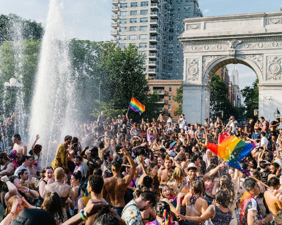 People celebrating Pride in New York