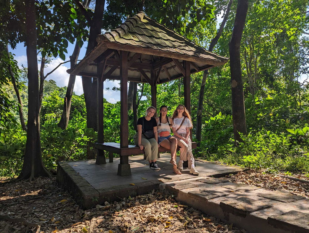 Travellers in Ubud monkey forest