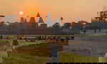 Group traveller at Angkor Wat in Siem Reap and sunrise tour