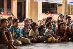 Happy children in school classroom