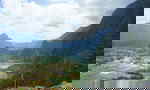 Mountains covered in lush greenery in Vang Vieng